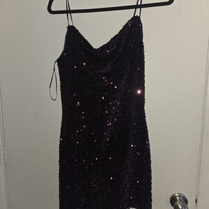Socialite Xs Stretchy Elegant Purple Sequin Dress